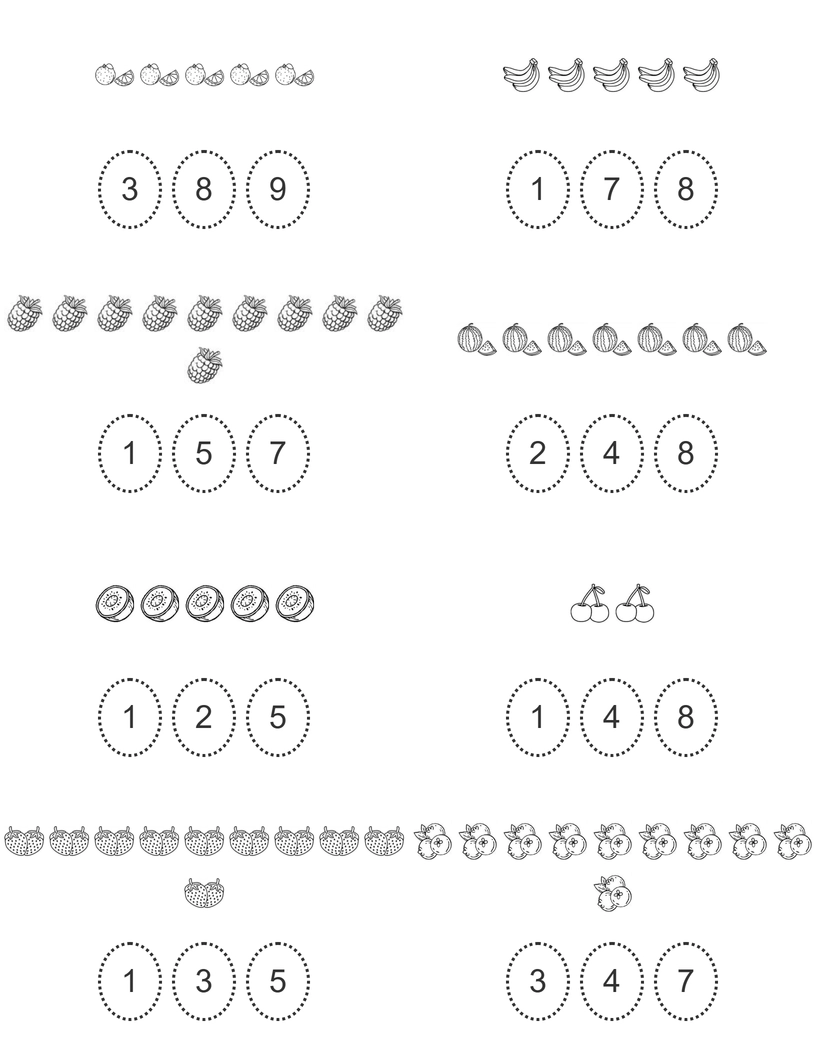 Circle the number of fruits worksheet