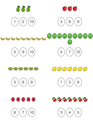 Circle the number of fruits