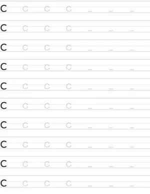 Handwriting worksheet lowercase c