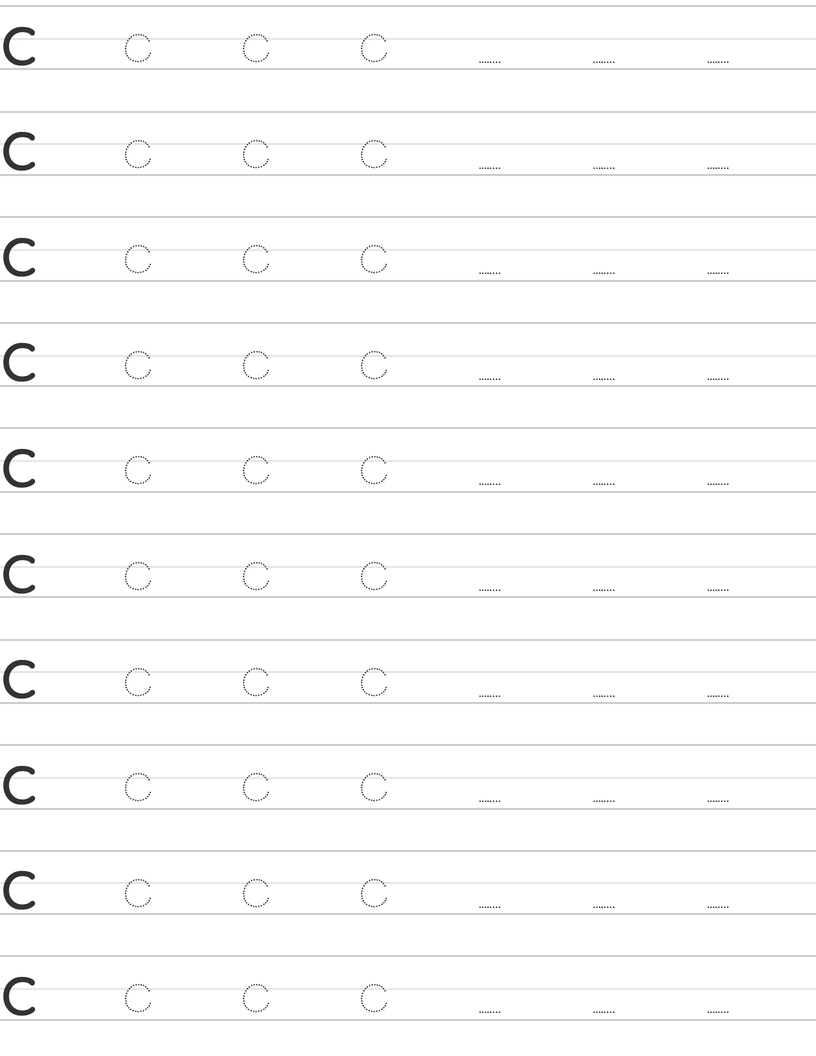Handwriting worksheet lowercase c worksheet
