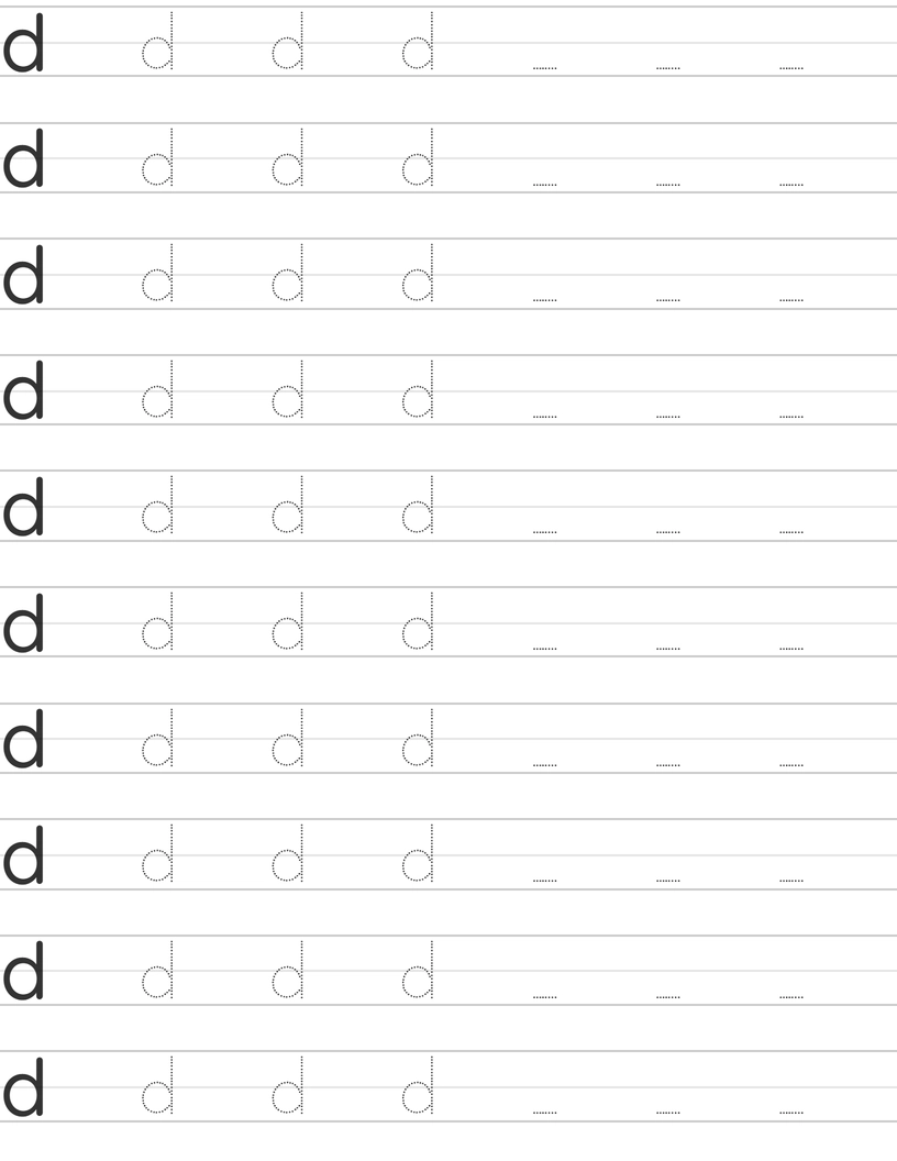 Handwriting worksheet lowercase d worksheet