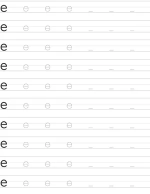 Handwriting worksheet lowercase e