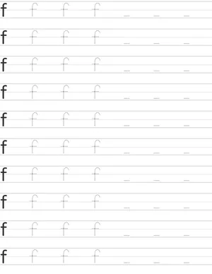 Handwriting worksheet lowercase f