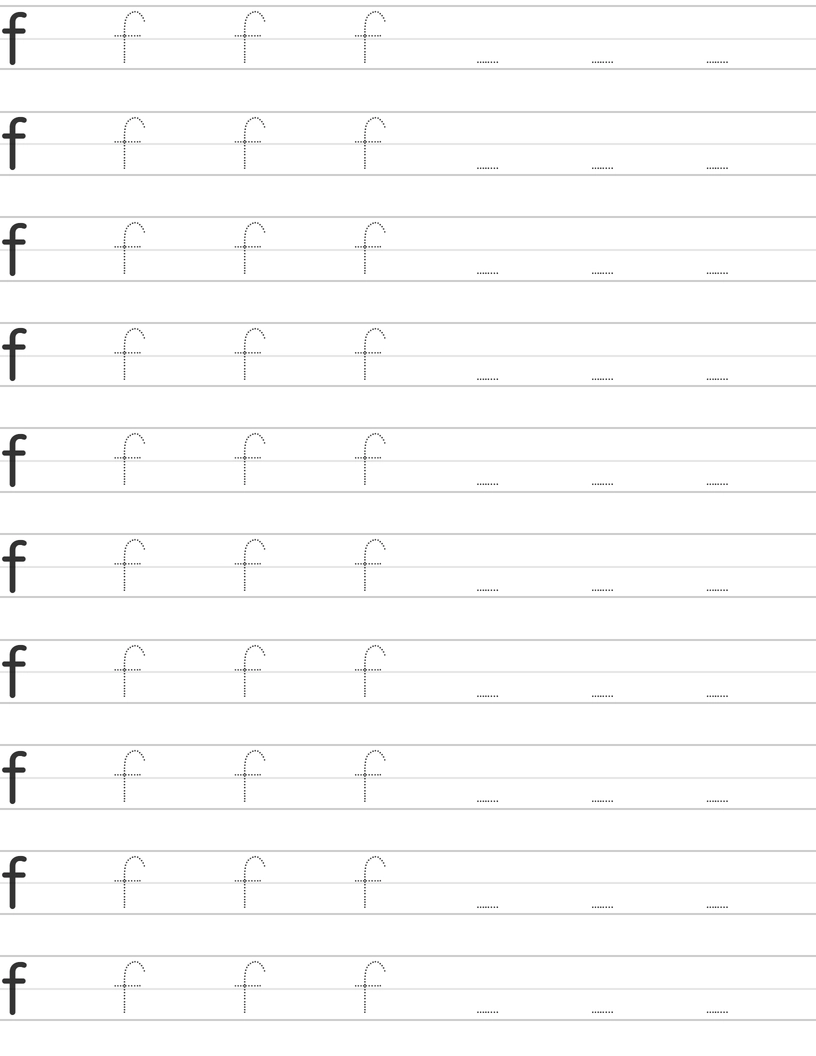 Handwriting worksheet lowercase f worksheet