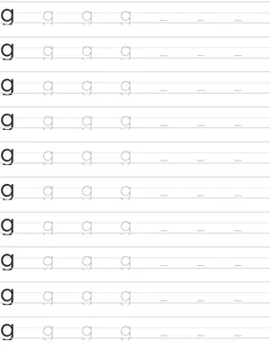 Handwriting worksheet lowercase g