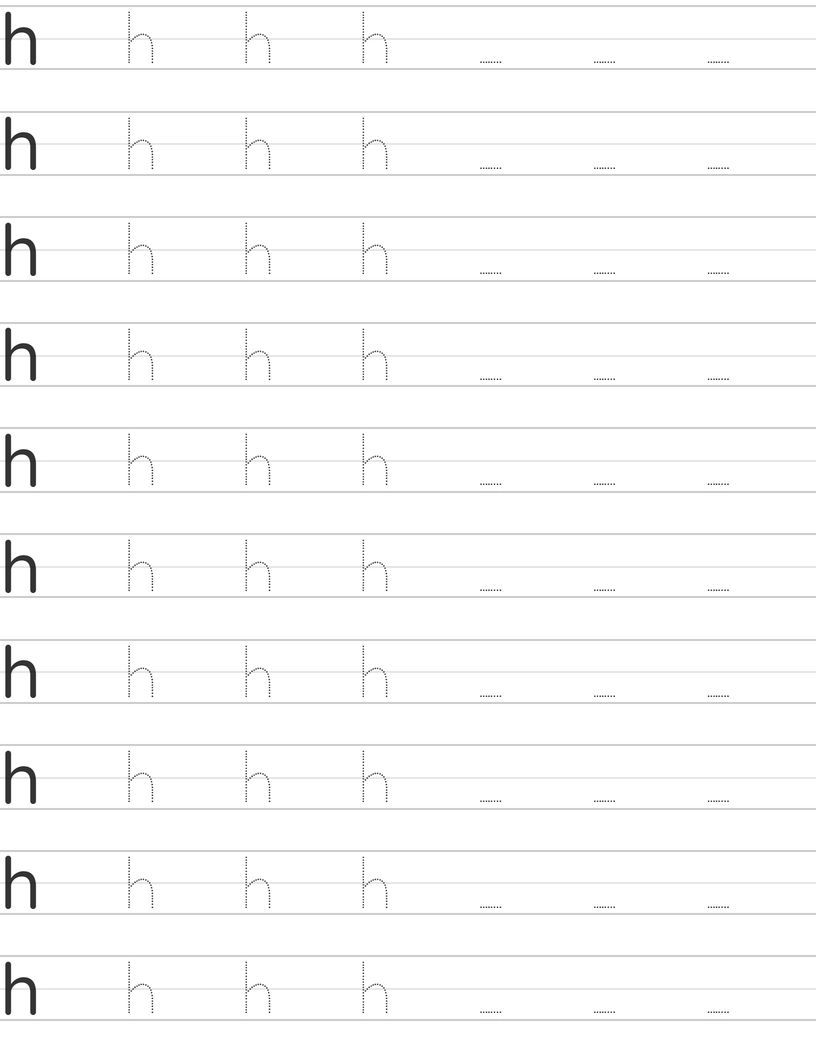 Handwriting worksheet lowercase h worksheet