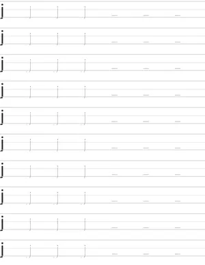 Handwriting worksheet lowercase j