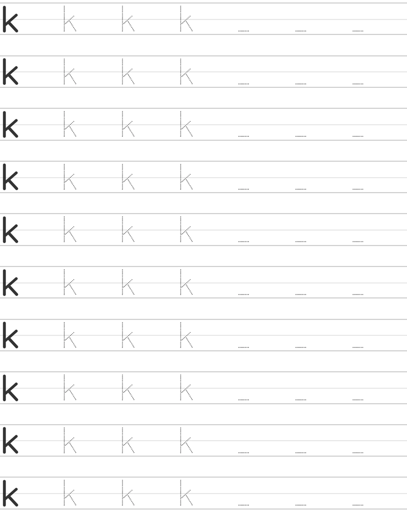 Handwriting worksheet lowercase k worksheet