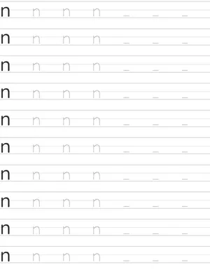 Handwriting worksheet lowercase n