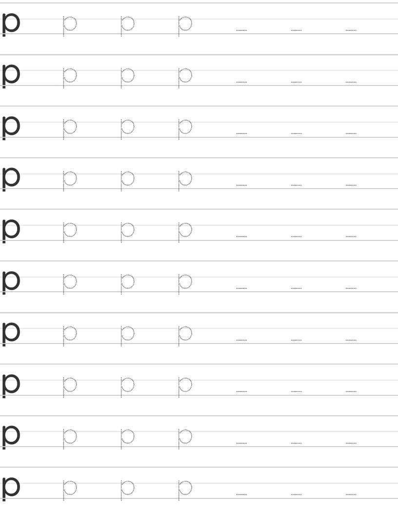 Handwriting worksheet lowercase p worksheet