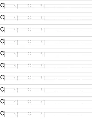 Handwriting worksheet lowercase q