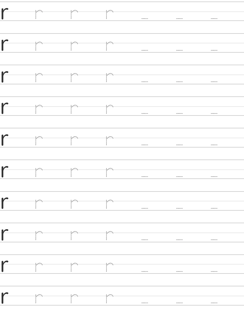 Handwriting worksheet lowercase r worksheet