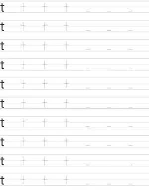 Handwriting worksheet lowercase t