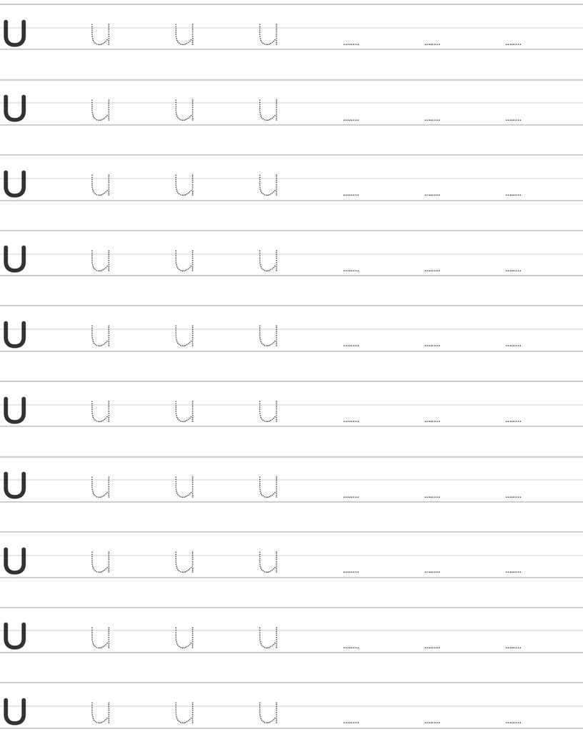 Handwriting worksheet lowercase u worksheet