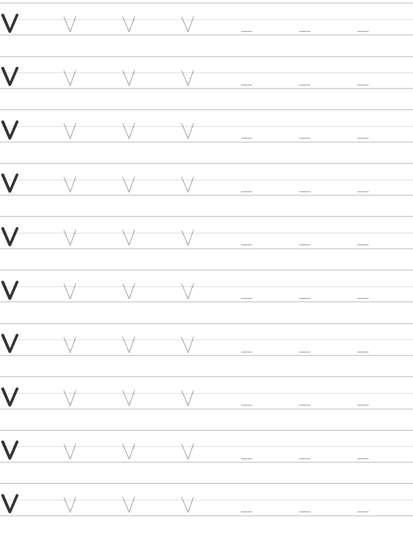 Handwriting worksheet lowercase v worksheet