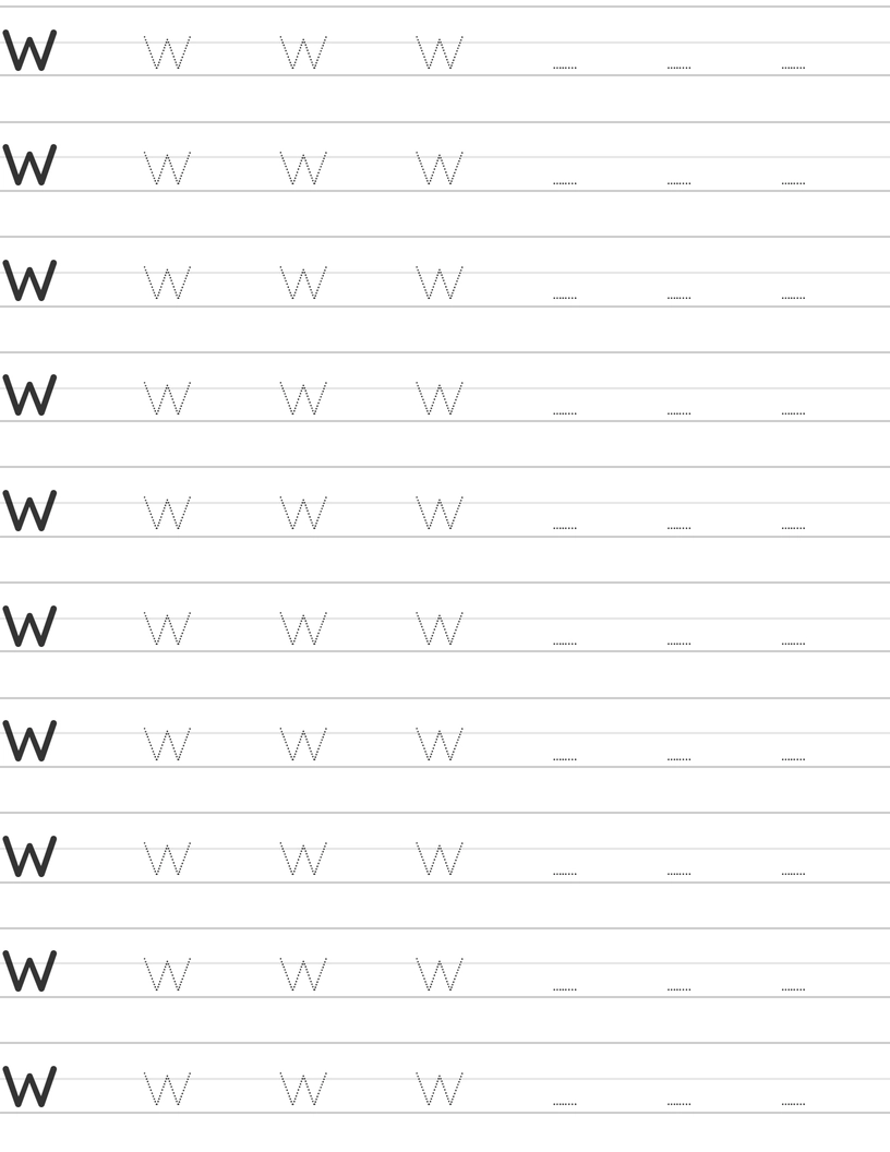 Handwriting worksheet lowercase w worksheet