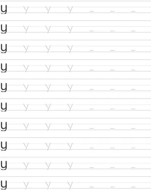 Handwriting worksheet lowercase y