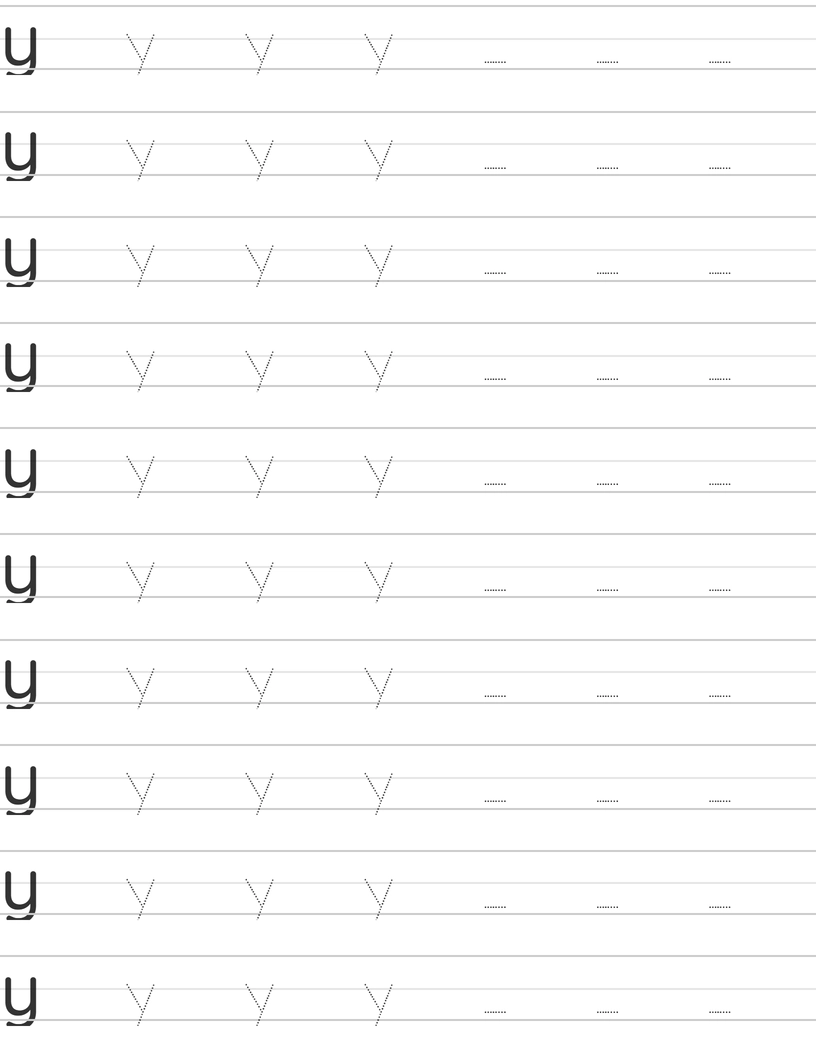 Handwriting worksheet lowercase y worksheet