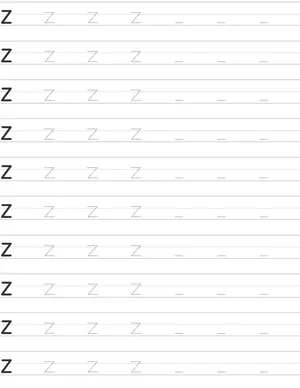 Handwriting worksheet lowercase z