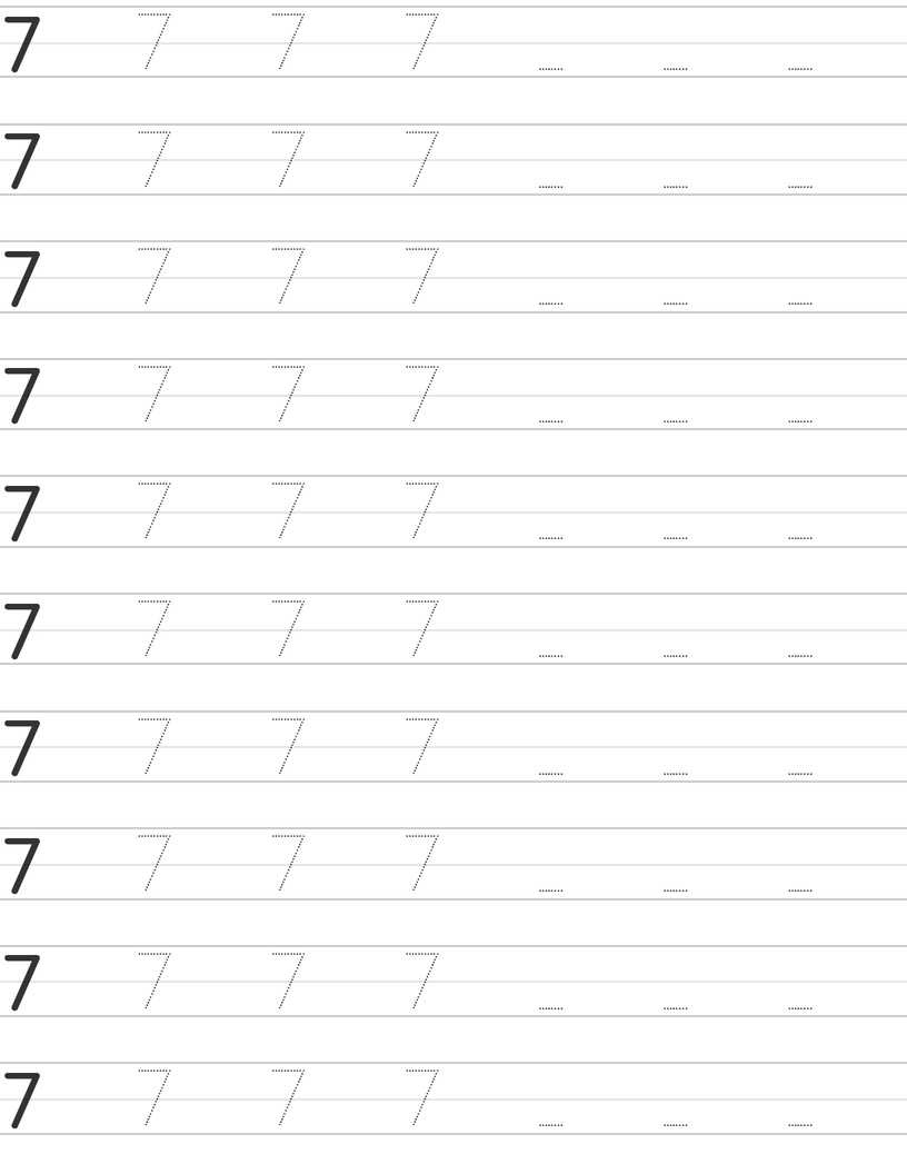 Handwriting worksheet number 7 worksheet
