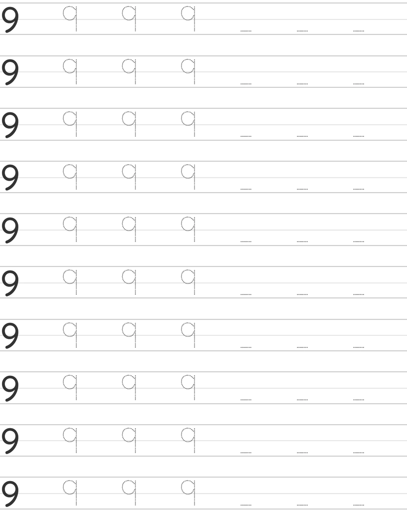 Handwriting worksheet number 9 worksheet