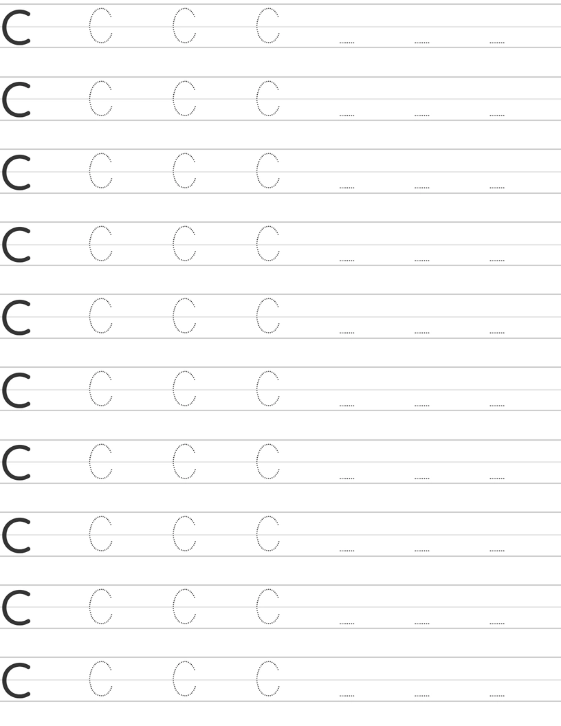 Handwriting worksheet uppercase letter C worksheet