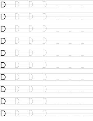 Handwriting worksheet uppercase letter D
