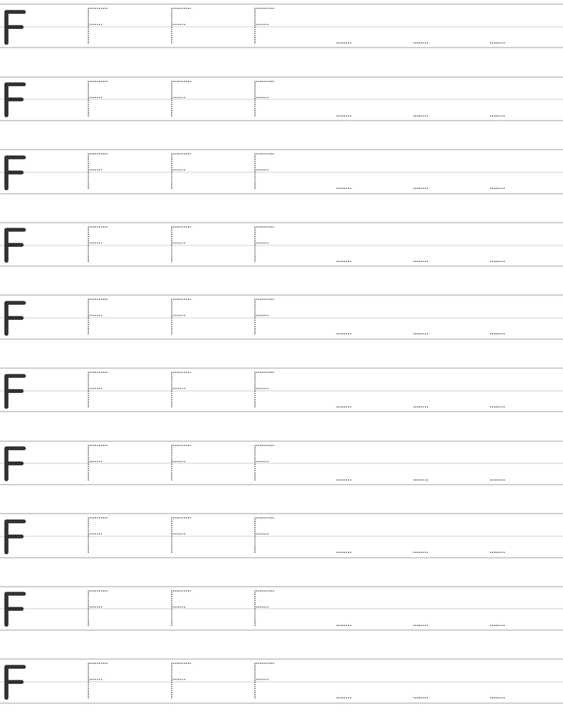 Handwriting worksheet uppercase letter F worksheet