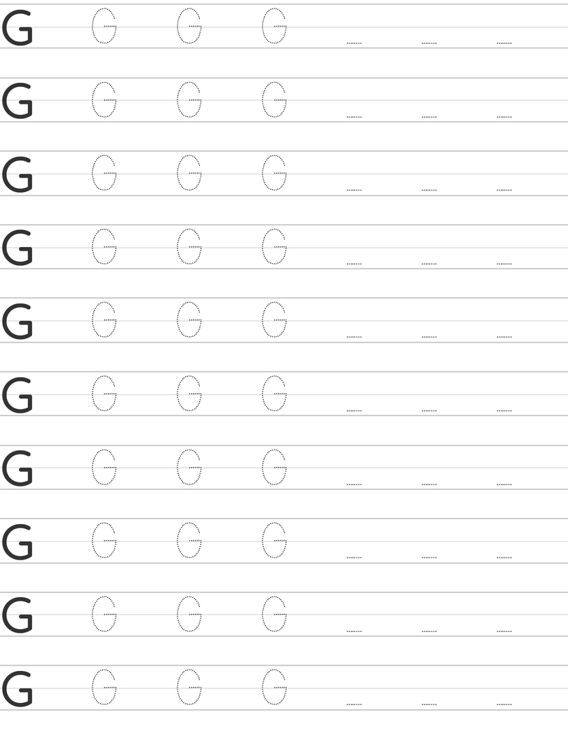 Handwriting worksheet uppercase letter G worksheet