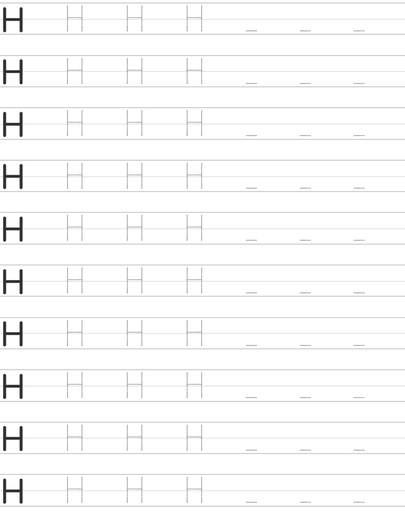 Handwriting worksheet uppercase letter H worksheet