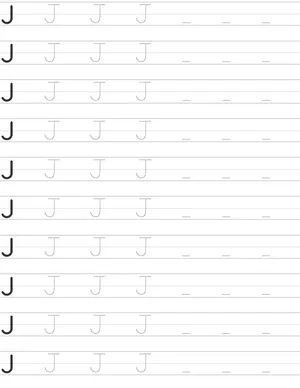 Handwriting worksheet uppercase letter J