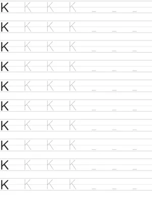 Handwriting worksheet uppercase letter K