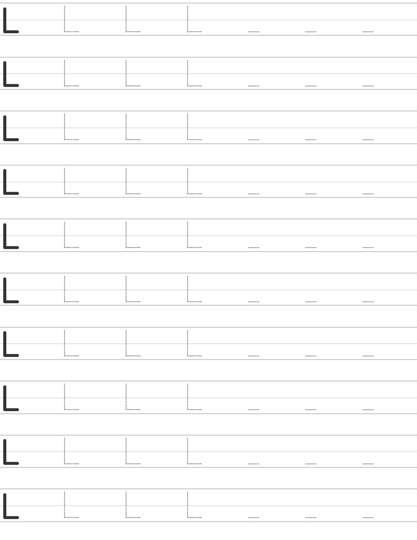 Handwriting worksheet uppercase letter L worksheet