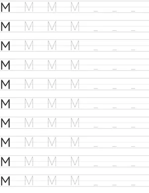 Handwriting worksheet uppercase letter M