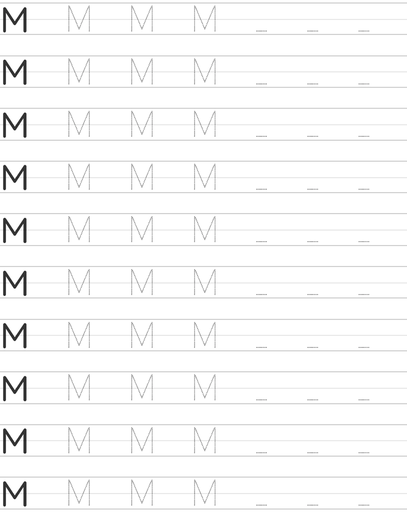 Handwriting worksheet uppercase letter M worksheet