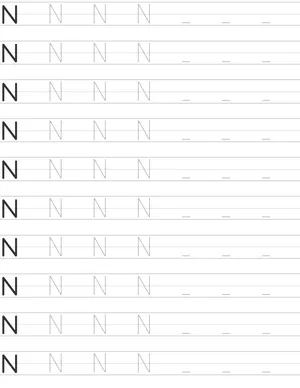 Handwriting worksheet uppercase letter N
