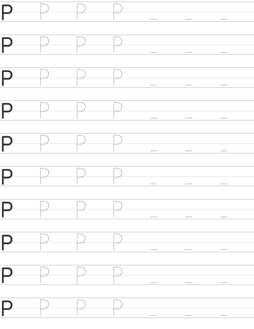 Handwriting worksheet uppercase letter P worksheet