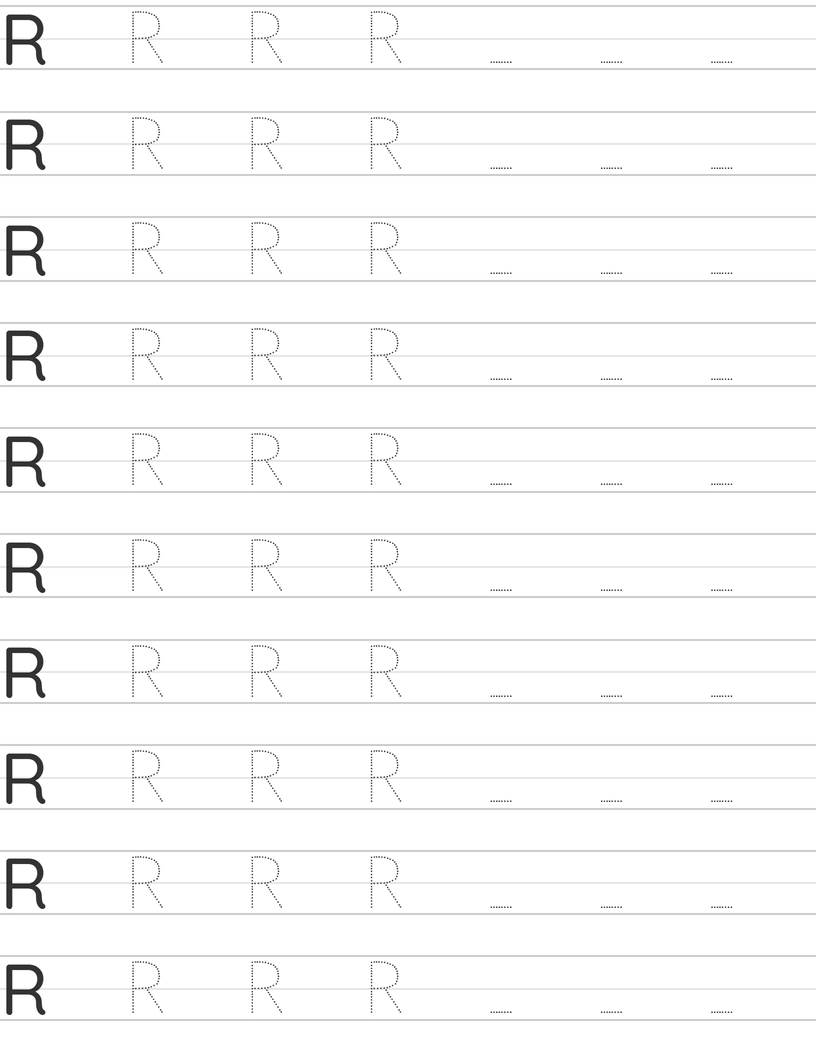 Handwriting worksheet uppercase letter R worksheet