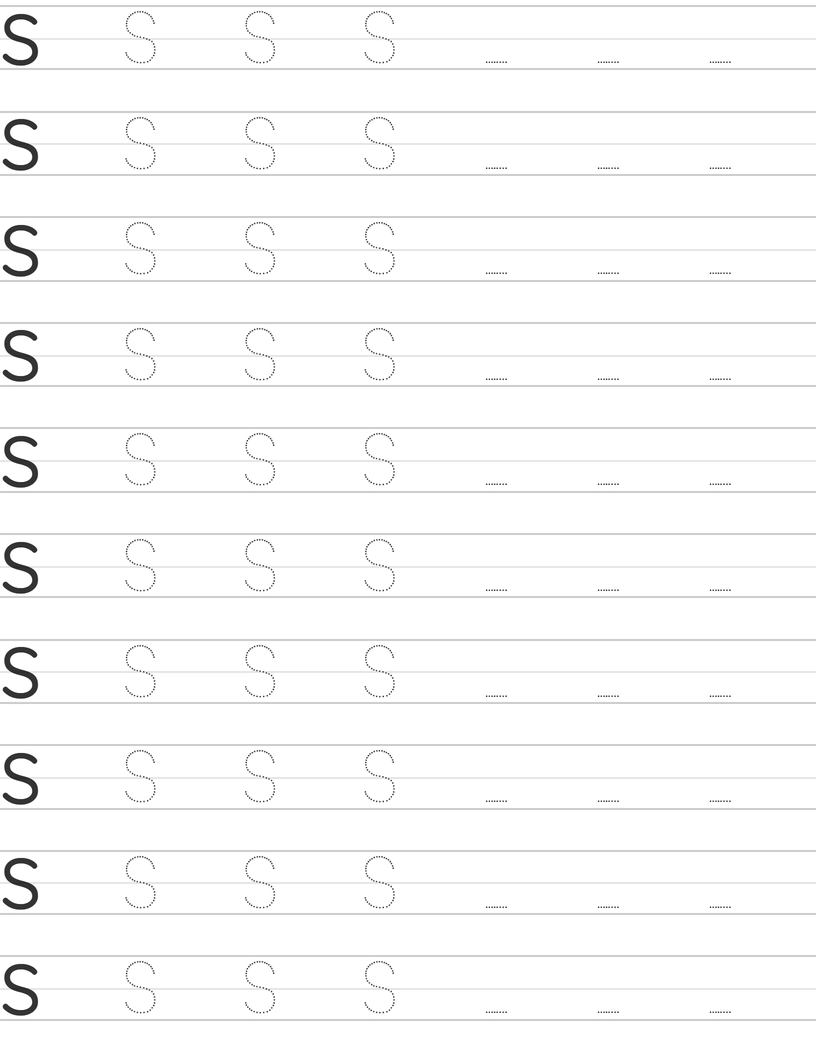 Handwriting worksheet uppercase letter S worksheet