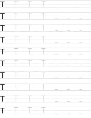 Handwriting worksheet uppercase letter T