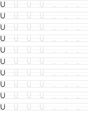 Handwriting worksheet uppercase letter U