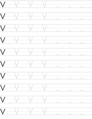Handwriting worksheet uppercase letter V