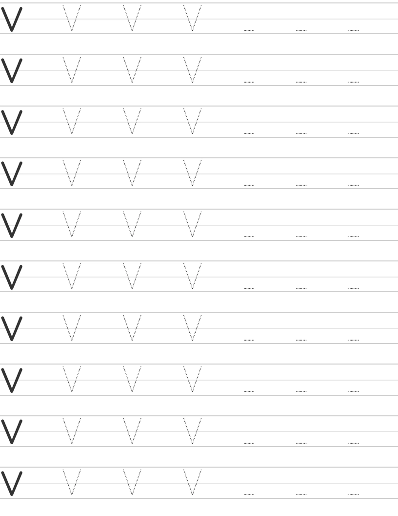 Handwriting worksheet uppercase letter V worksheet