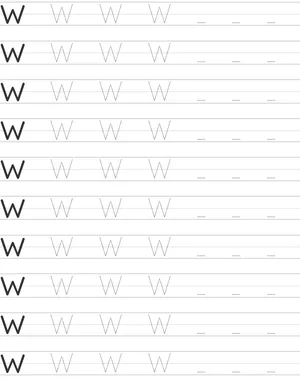 Handwriting worksheet uppercase letter W