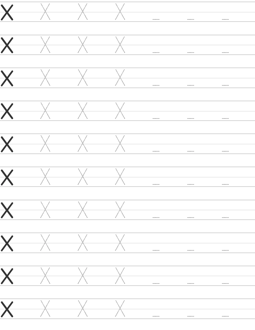Handwriting worksheet uppercase letter X worksheet