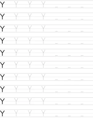Handwriting worksheet uppercase letter Y