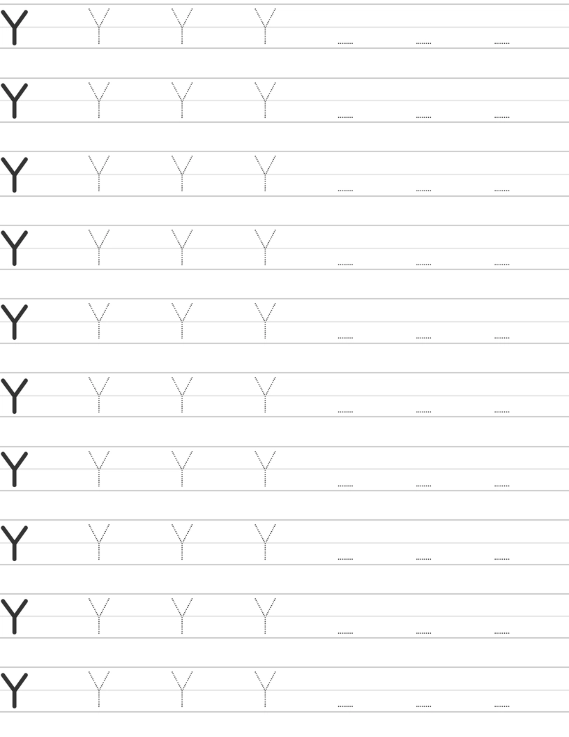 Handwriting worksheet uppercase letter Y worksheet