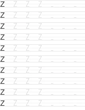 Handwriting worksheet uppercase letter Z