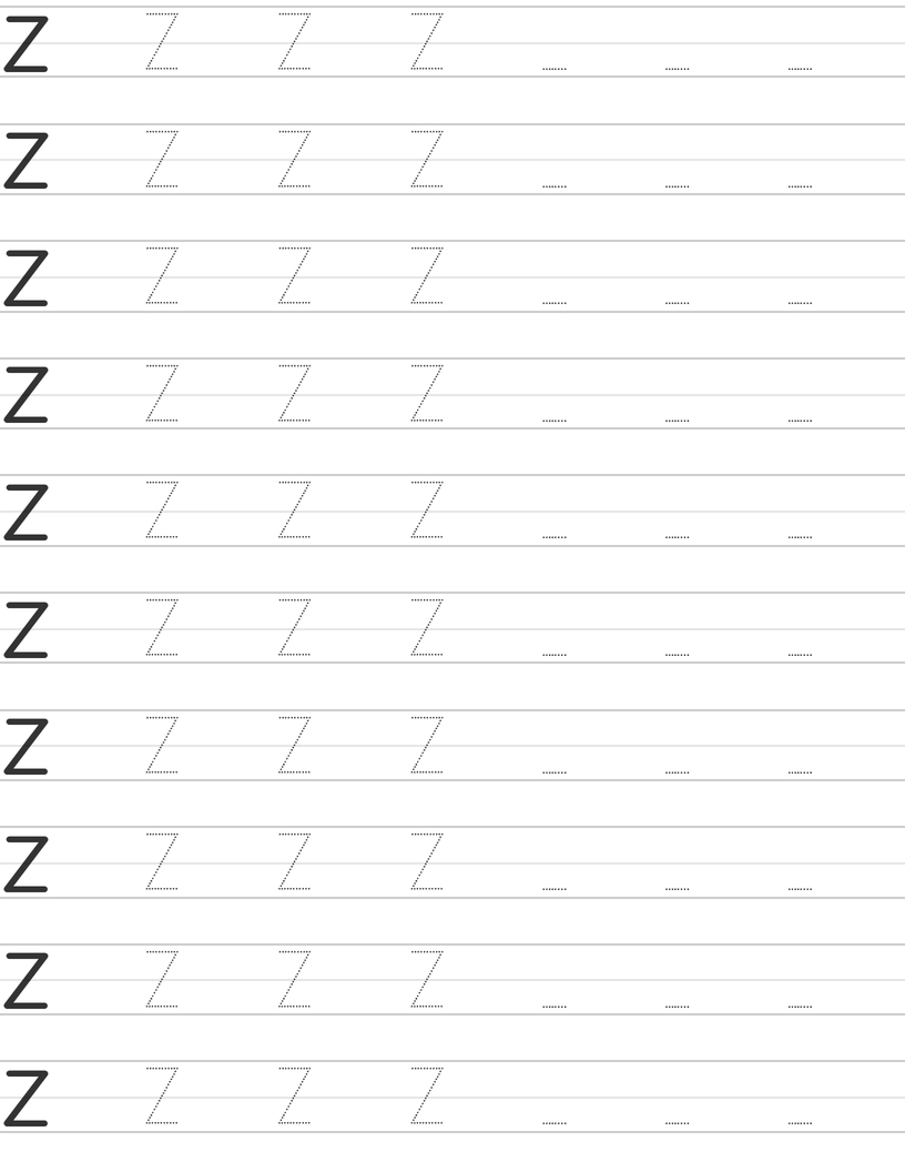 Handwriting worksheet uppercase letter Z worksheet