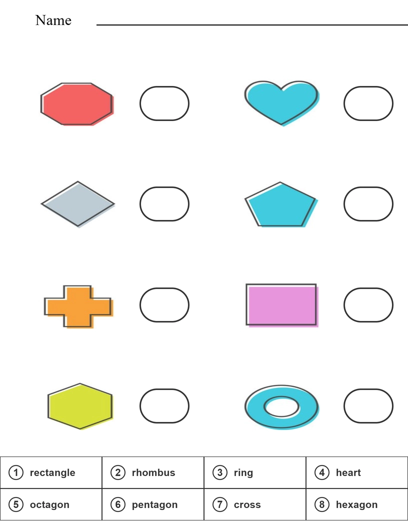Match and write shapes worksheet